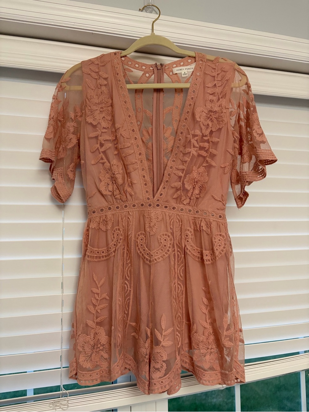 Honey Punch Dusty Rose Lace Detail Top